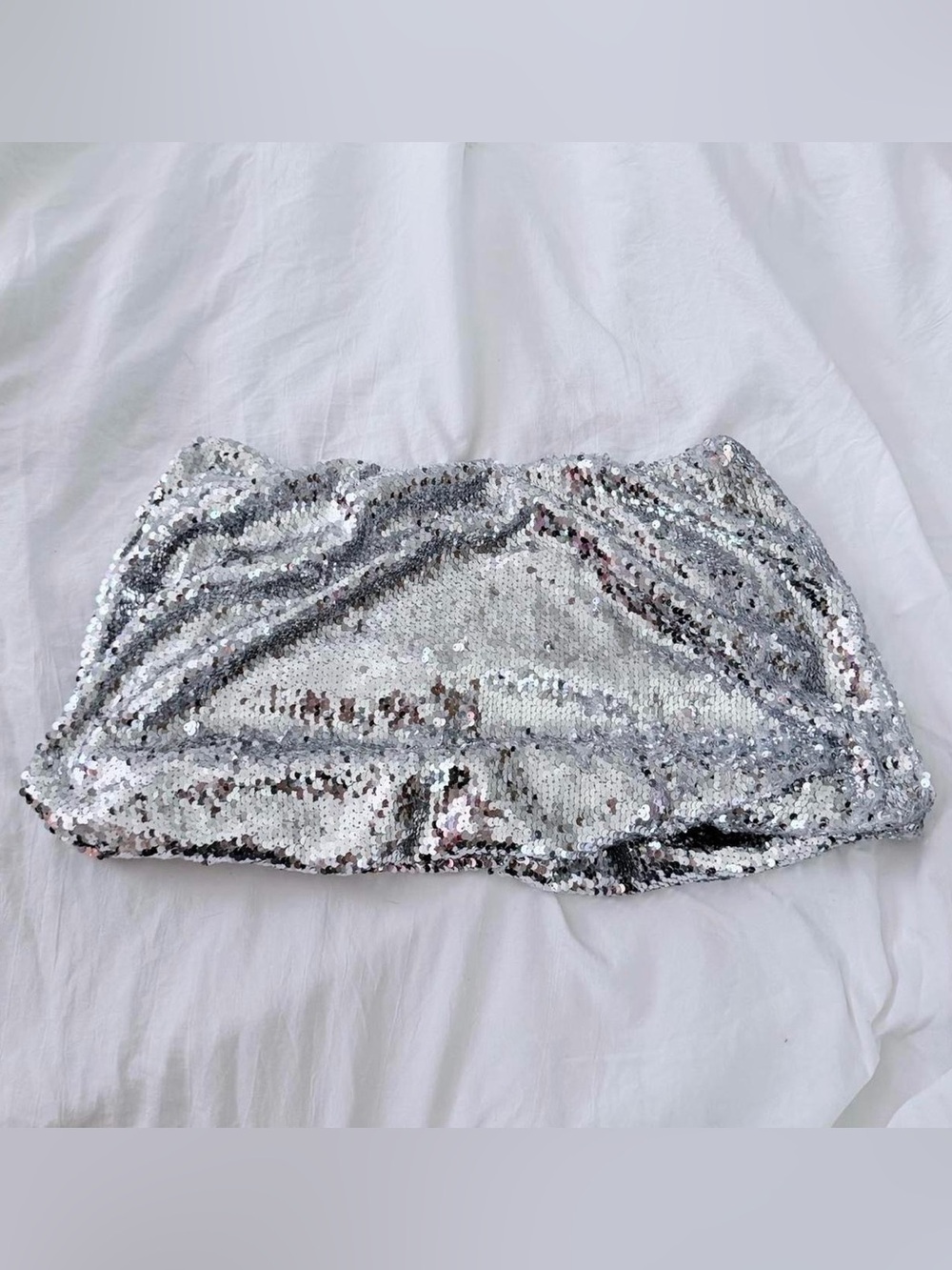 ASOS reclaimed vintage bubble hem skirt in silver sequins NWT XS